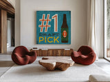 Football III by Michael Mullan. Shown as extra-large giant wall art in a modern living room. Available as an archival giclee rolled canvas, fine art paper, or poster print. SKU 17537a.