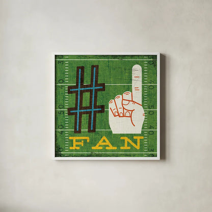 Football IV by Michael Mullan. Shown in a crisp white glass frame for a clean and minimalist style. Available as an archival giclee rolled canvas, fine art paper, or poster print. SKU 20344a.