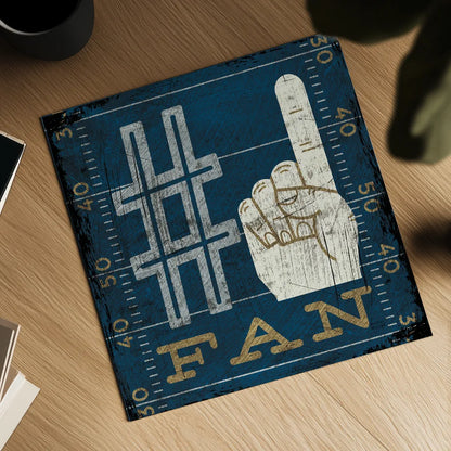 Football IV Blue by Michael Mullan. Shown as a detailed flat fine art print, highlighting archival giclee quality. Available as an archival giclee rolled canvas, fine art paper, or poster print. SKU 20349a.