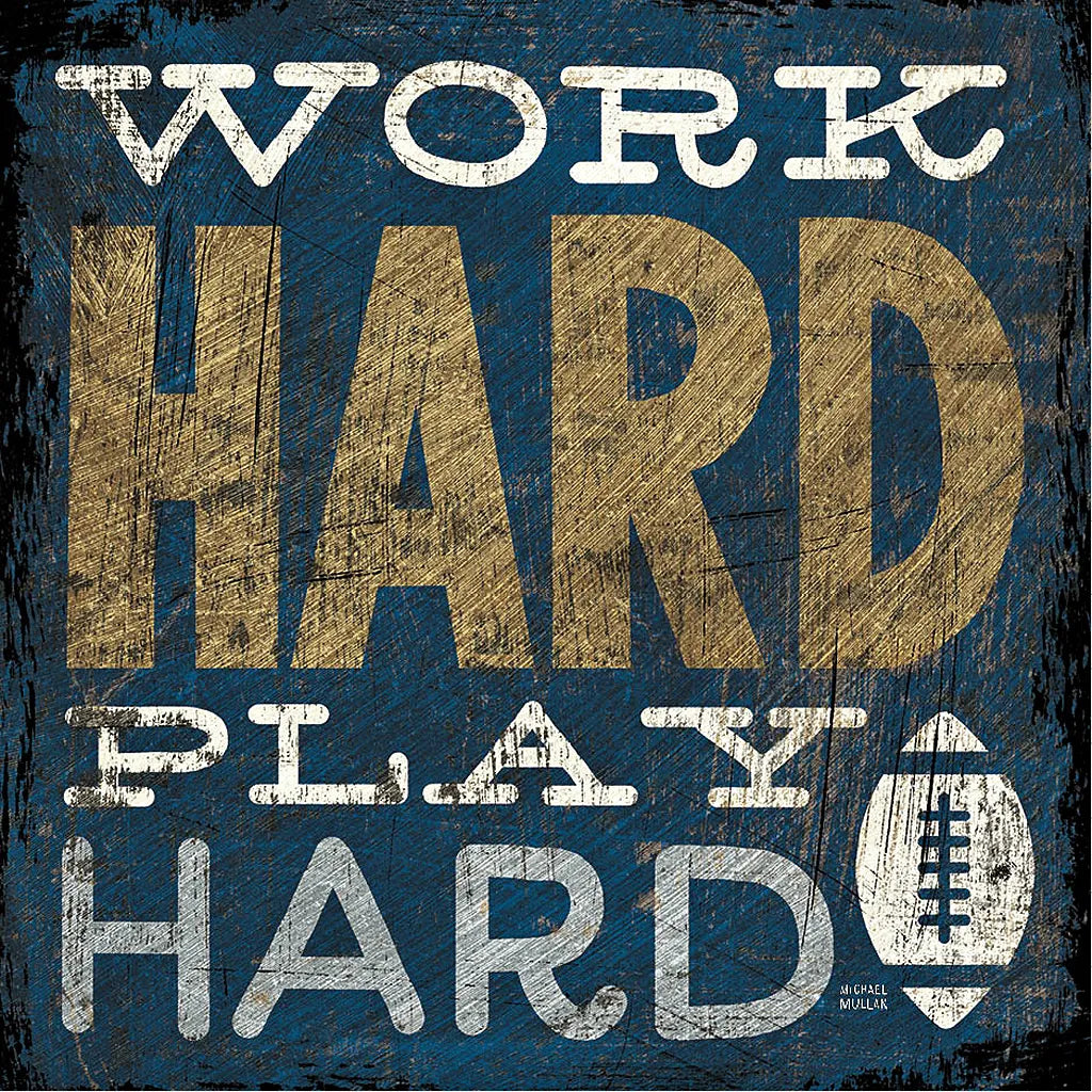 Football V Blue by Michael Mullan. SKU 20350a. Archival Giclee Fine art print for wall decor.