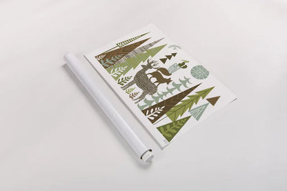 Forest Folklore Green by Michael Mullan. shown as a rolled paper print. Available as archival giclee rolled canvas, fine art paper, or poster print. SKU 31004i.