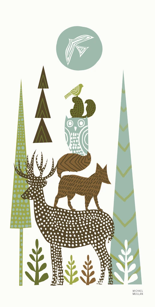 Forest Folklore Green Animals I by Michael Mullan