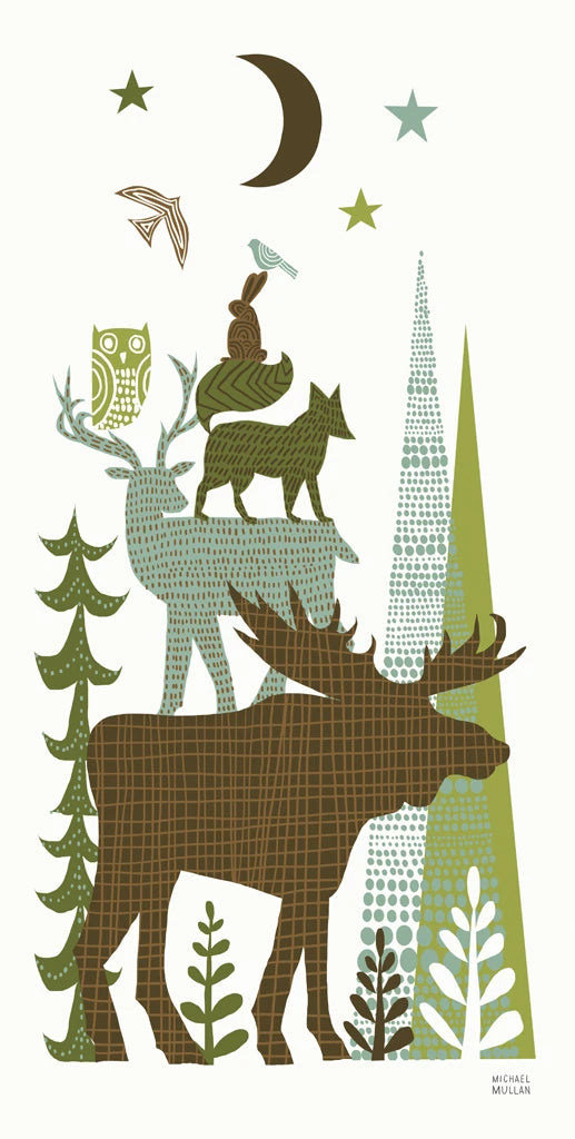 Forest Folklore Green Animals II by Michael Mullan