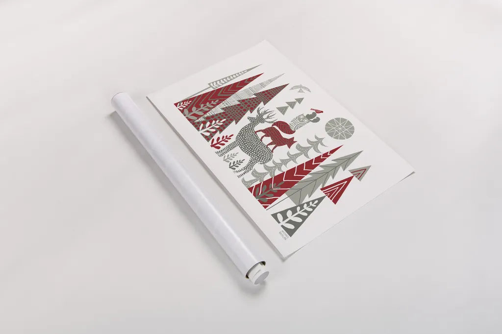 Forest Folklore Scandinavian by Michael Mullan. shown as a rolled paper print. Available as archival giclee rolled canvas, fine art paper, or poster print. SKU 51155i.