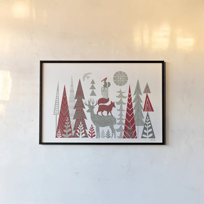 Forest Folklore Scandinavian by Michael Mullan. shown as a paper print in a black flame. Available as a archival giclee rolled canvas, fine art paper, or poster print. SKU 51155i.