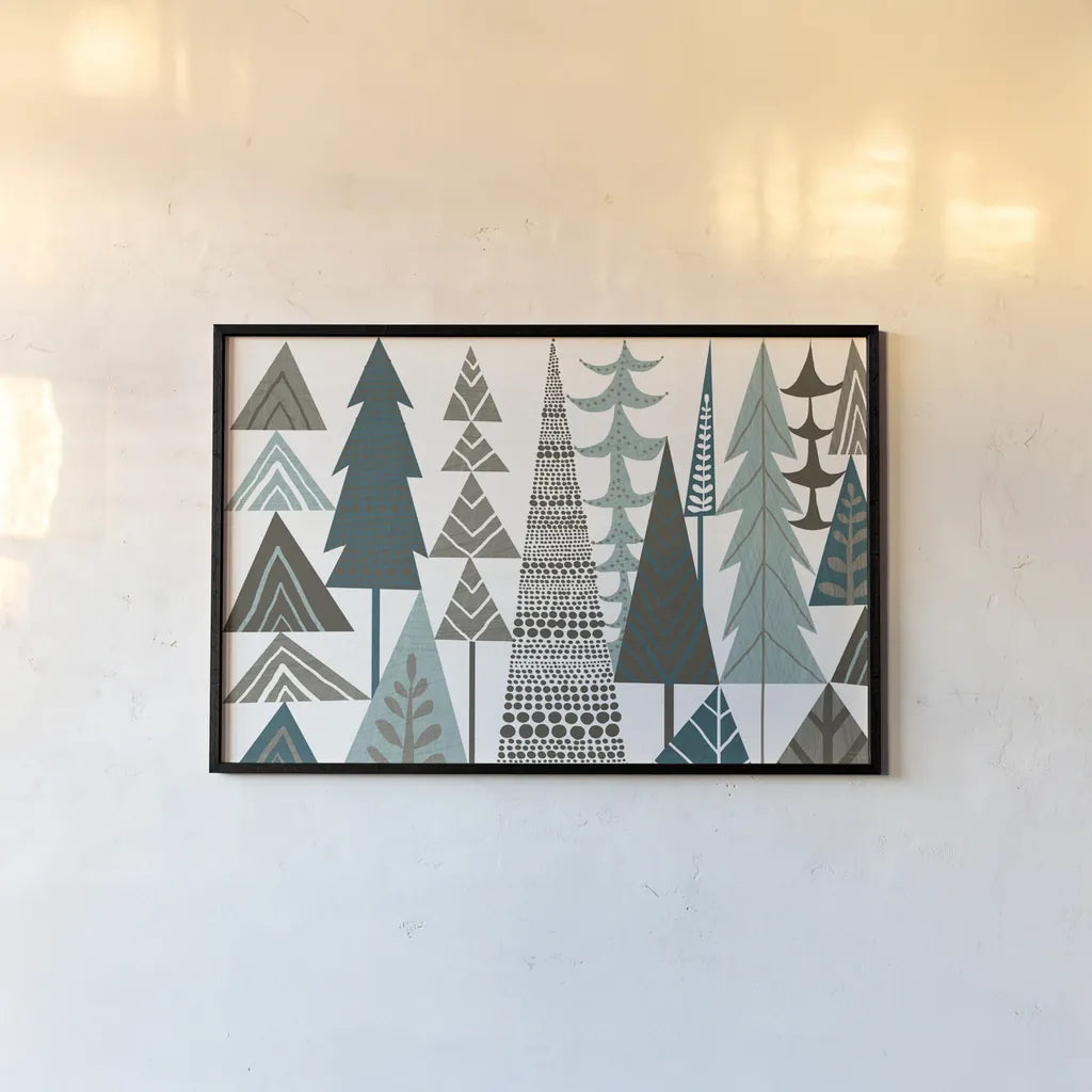 Forest Folklore Trees by Michael Mullan. shown as a paper print in a black flame. Available as a archival giclee rolled canvas, fine art paper, or poster print. SKU 31003i.