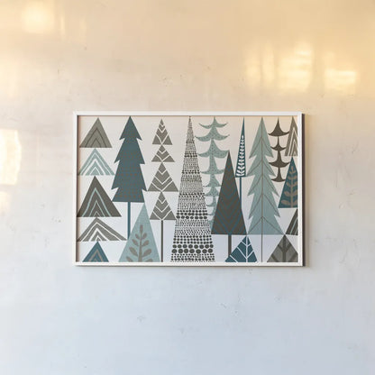 Forest Folklore Trees by Michael Mullan. shown as a paper print in a white frame. Available as a archival giclee rolled canvas, fine art paper, or poster print. SKU 31003i.