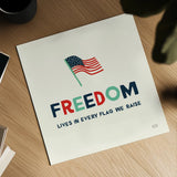 Freedom Flag by Michael Mullan. Shown as a detailed flat fine art print, highlighting archival giclee quality. Available as an archival giclee rolled canvas, fine art paper, or poster print. SKU 99012a.