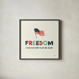 Freedom Flag by Michael Mullan. Shown in a sleek black glass frame for a contemporary gallery look. Available as an archival giclee rolled canvas, fine art paper, or poster print. SKU 99012a.