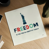Freedom Liberty by Michael Mullan. Shown as a detailed flat fine art print, highlighting archival giclee quality. Available as an archival giclee rolled canvas, fine art paper, or poster print. SKU 99013a.