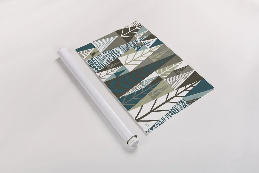 Geometric Forest by Michael Mullan. shown as a rolled paper print. Available as archival giclee rolled canvas, fine art paper, or poster print. SKU 23407i.