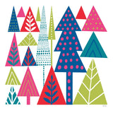 Geometric Holiday Trees II Bright by Michael Mullan. SKU 56253a. Archival Giclee Fine art print for wall decor.
