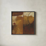 Geometric Spice II by Michael Mullan. Shown in a sleek black glass frame for a contemporary gallery look. Available as an archival giclee rolled canvas, fine art paper, or poster print. SKU 2049a.