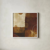 Geometric Spice III by Michael Mullan. Shown in a crisp white glass frame for a clean and minimalist style. Available as an archival giclee rolled canvas, fine art paper, or poster print. SKU 2050a.