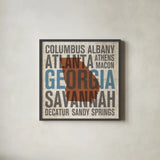 Georgia by Michael Mullan. Shown in a sleek black glass frame for a contemporary gallery look. Available as an archival giclee rolled canvas, fine art paper, or poster print. SKU 18061a.