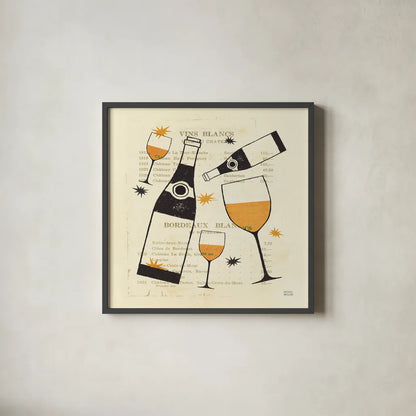 Good Cheer II Tangerine by Michael Mullan. Shown in a sleek black glass frame for a contemporary gallery look. Available as an archival giclee rolled canvas, fine art paper, or poster print. SKU 8187a.