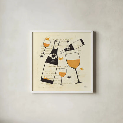 Good Cheer II Tangerine by Michael Mullan. Shown in a crisp white glass frame for a clean and minimalist style. Available as an archival giclee rolled canvas, fine art paper, or poster print. SKU 8187a.