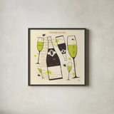 Good Cheer III Square Lime by Michael Mullan. Shown in a sleek black glass frame for a contemporary gallery look. Available as an archival giclee rolled canvas, fine art paper, or poster print. SKU 49876a.