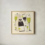 Good Cheer III Square Lime by Michael Mullan. Shown in a natural wood glass frame for a timeless modern aesthetic. Available as an archival giclee rolled canvas, fine art paper, or poster print. SKU 49876a.