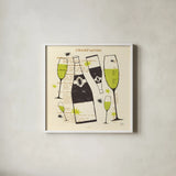 Good Cheer III Square Lime by Michael Mullan. Shown in a crisp white glass frame for a clean and minimalist style. Available as an archival giclee rolled canvas, fine art paper, or poster print. SKU 49876a.