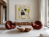 Good Cheer III Square Lime by Michael Mullan. Shown as extra-large giant wall art in a modern living room. Available as an archival giclee rolled canvas, fine art paper, or poster print. SKU 49876a.