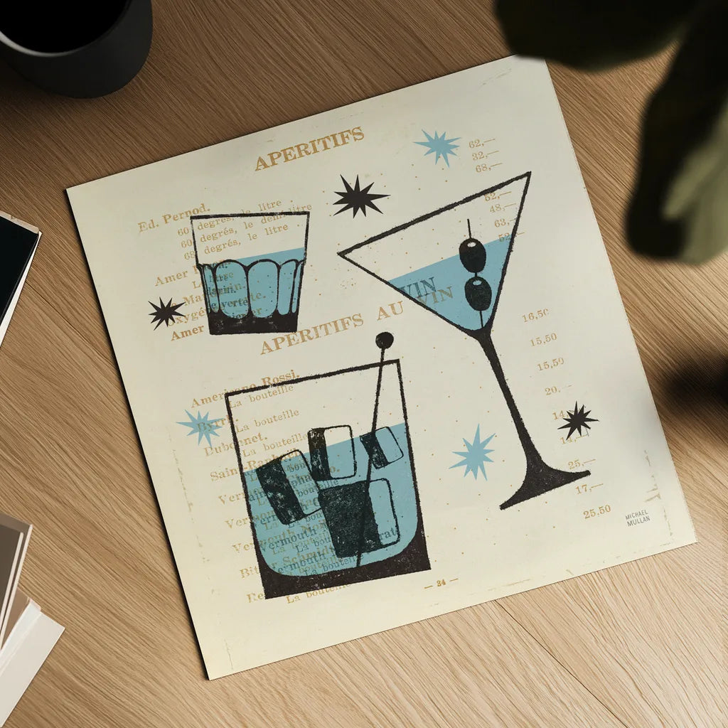 Good Cheer IV Square by Michael Mullan. Shown as a detailed flat fine art print, highlighting archival giclee quality. Available as an archival giclee rolled canvas, fine art paper, or poster print. SKU 49873a.