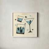Good Cheer IV Square by Michael Mullan. Shown in a crisp white glass frame for a clean and minimalist style. Available as an archival giclee rolled canvas, fine art paper, or poster print. SKU 49873a.