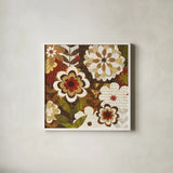 Happy Daisy Garden by Michael Mullan. Shown in a crisp white glass frame for a clean and minimalist style. Available as an archival giclee rolled canvas, fine art paper, or poster print. SKU 50613a.