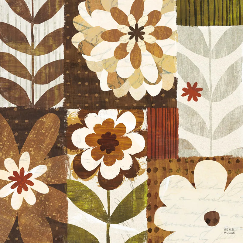 Happy Daisy Patchwork by Michael Mullan. SKU 50614a. Archival Giclee Fine art print for wall decor.