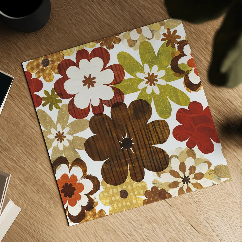 Happy Daisy Summer by Michael Mullan. Shown as a detailed flat fine art print, highlighting archival giclee quality. Available as an archival giclee rolled canvas, fine art paper, or poster print. SKU 50615a.