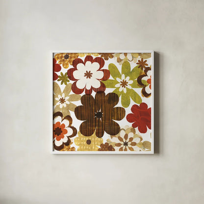 Happy Daisy Summer by Michael Mullan. Shown in a crisp white glass frame for a clean and minimalist style. Available as an archival giclee rolled canvas, fine art paper, or poster print. SKU 50615a.