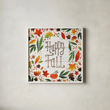 Harvest Time Happy Fall Shiplap Sq by Michael Mullan. Shown in a crisp white glass frame for a clean and minimalist style. Available as an archival giclee rolled canvas, fine art paper, or poster print. SKU 44978a.