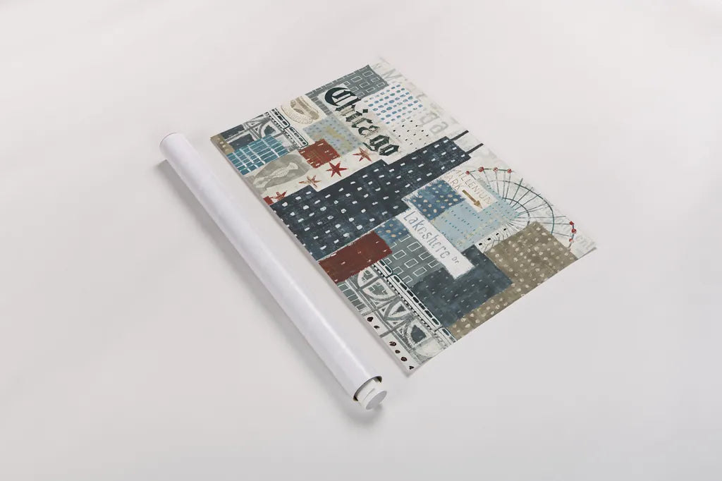 Hey Chicago II by Michael Mullan. shown as a rolled paper print. Available as archival giclee rolled canvas, fine art paper, or poster print. SKU 80622i.