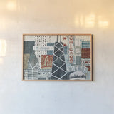 Hey Chicago III by Michael Mullan. shown as a paper print in a natural frame. Available as a archival giclee rolled canvas, fine art paper, or poster print. SKU 80623i.