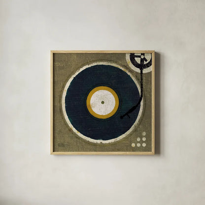 High Fidelity Square I by Michael Mullan. Shown in a natural wood glass frame for a timeless modern aesthetic. Available as an archival giclee rolled canvas, fine art paper, or poster print. SKU 50424a.