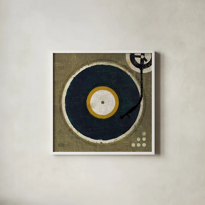 High Fidelity Square I by Michael Mullan. Shown in a crisp white glass frame for a clean and minimalist style. Available as an archival giclee rolled canvas, fine art paper, or poster print. SKU 50424a.