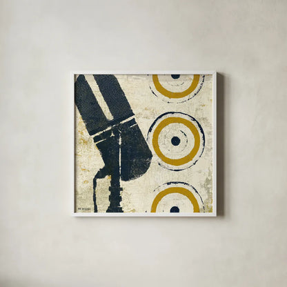 High Fidelity Square II by Michael Mullan. Shown in a crisp white glass frame for a clean and minimalist style. Available as an archival giclee rolled canvas, fine art paper, or poster print. SKU 50425a.