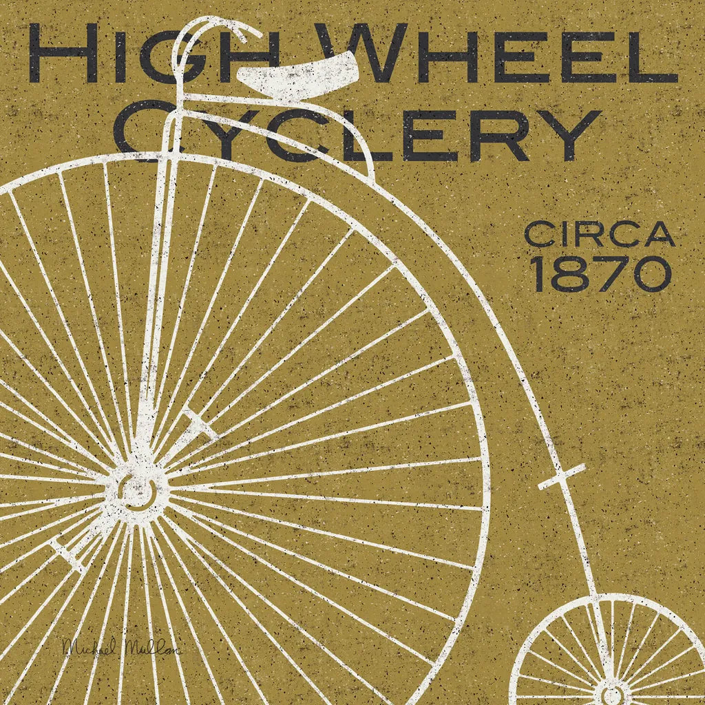 High Wheel Cyclery by Michael Mullan. SKU 11869a. Archival Giclee Fine art print for wall decor.