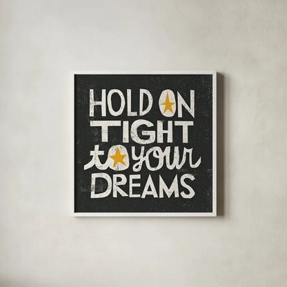 Hold on Tight by Michael Mullan. Shown in a crisp white glass frame for a clean and minimalist style. Available as an archival giclee rolled canvas, fine art paper, or poster print. SKU 12696a.
