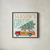 Holiday on Wheels II by Michael Mullan. Shown in a sleek black glass frame for a contemporary gallery look. Available as an archival giclee rolled canvas, fine art paper, or poster print. SKU 21793a.