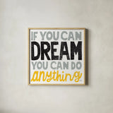 If You Can Dream Gold by Michael Mullan. Shown in a natural wood glass frame for a timeless modern aesthetic. Available as an archival giclee rolled canvas, fine art paper, or poster print. SKU 18280a.