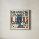 Illinois v2 by Michael Mullan. Shown in a natural wood glass frame for a timeless modern aesthetic. Available as an archival giclee rolled canvas, fine art paper, or poster print. SKU 20704a.