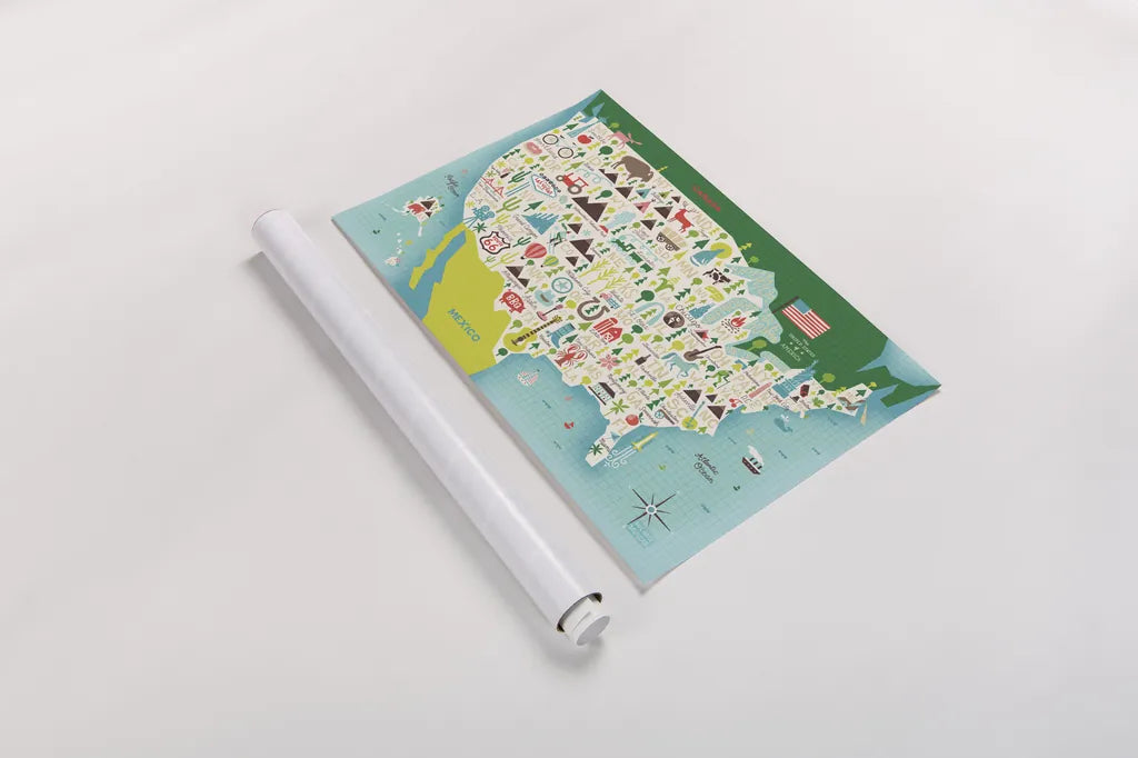 Illustrate USA waves by Michael Mullan. shown as a rolled paper print. Available as archival giclee rolled canvas, fine art paper, or poster print. SKU 65032i.