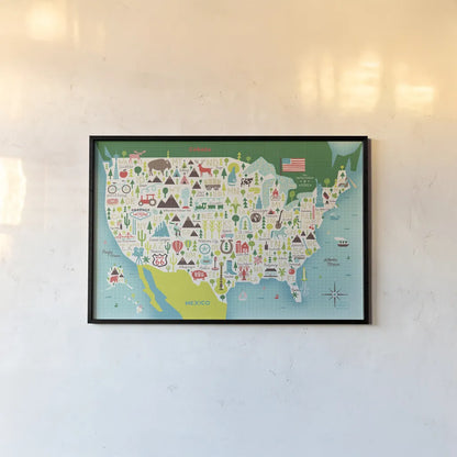 Illustrate USA waves by Michael Mullan. shown as a paper print in a black flame. Available as a archival giclee rolled canvas, fine art paper, or poster print. SKU 65032i.