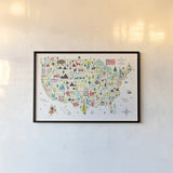Illustrated USA by Michael Mullan. shown as a paper print in a black flame. Available as a archival giclee rolled canvas, fine art paper, or poster print. SKU 25412i.