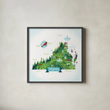 Illustrated Virginia by Michael Mullan. Shown in a sleek black glass frame for a contemporary gallery look. Available as an archival giclee rolled canvas, fine art paper, or poster print. SKU 37542a.