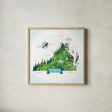 Illustrated Virginia by Michael Mullan. Shown in a natural wood glass frame for a timeless modern aesthetic. Available as an archival giclee rolled canvas, fine art paper, or poster print. SKU 37542a.