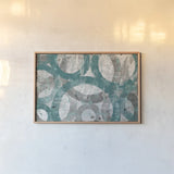 Industrial I Teal by Michael Mullan. shown as a paper print in a natural frame. Available as a archival giclee rolled canvas, fine art paper, or poster print. SKU 23174i.