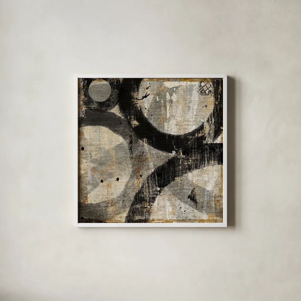 Industrial II by Michael Mullan. Shown in a crisp white glass frame for a clean and minimalist style. Available as an archival giclee rolled canvas, fine art paper, or poster print. SKU 22503a.