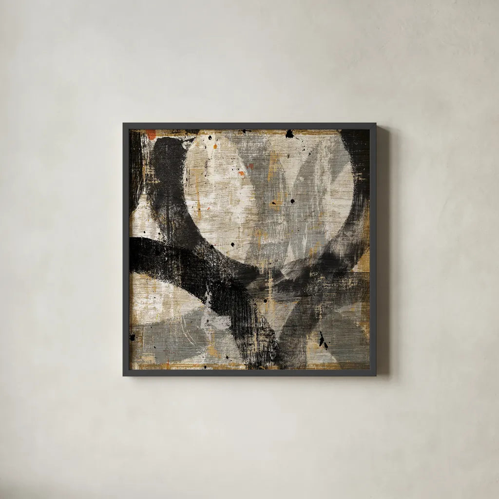 Industrial III by Michael Mullan. Shown in a sleek black glass frame for a contemporary gallery look. Available as an archival giclee rolled canvas, fine art paper, or poster print. SKU 22504a.